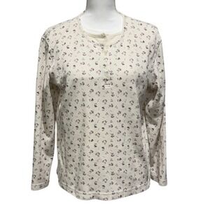 Bobbie Brooks Floral Print Long Sleeve Top Button Up Cottagecore Womens